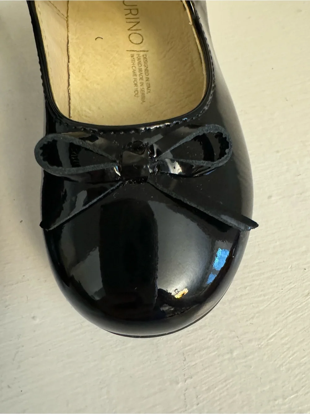Naturino Toddler Girl Size EU 23 Black Patent Leather Mary Jane's with Bow